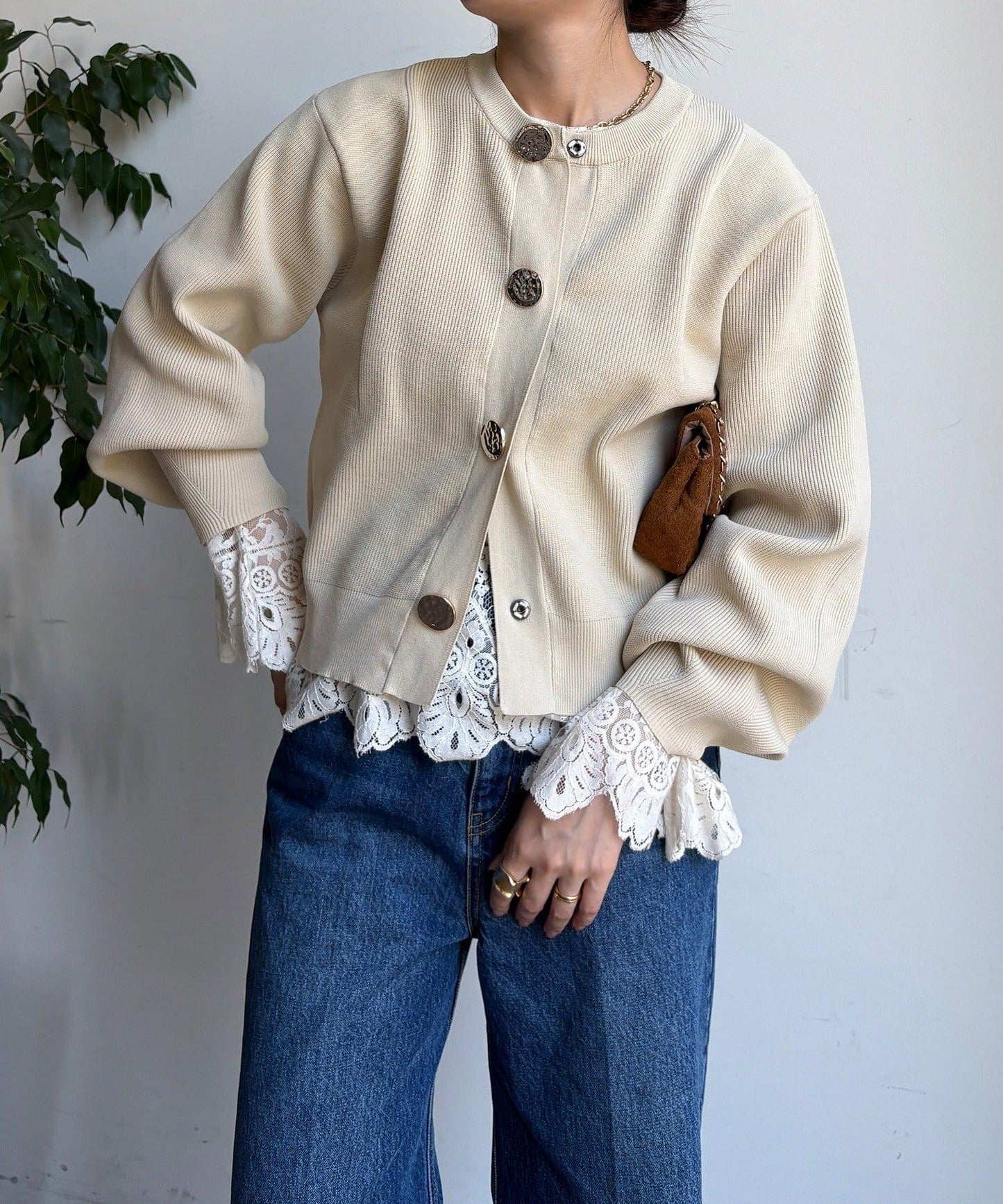 大紐釦針織開衫