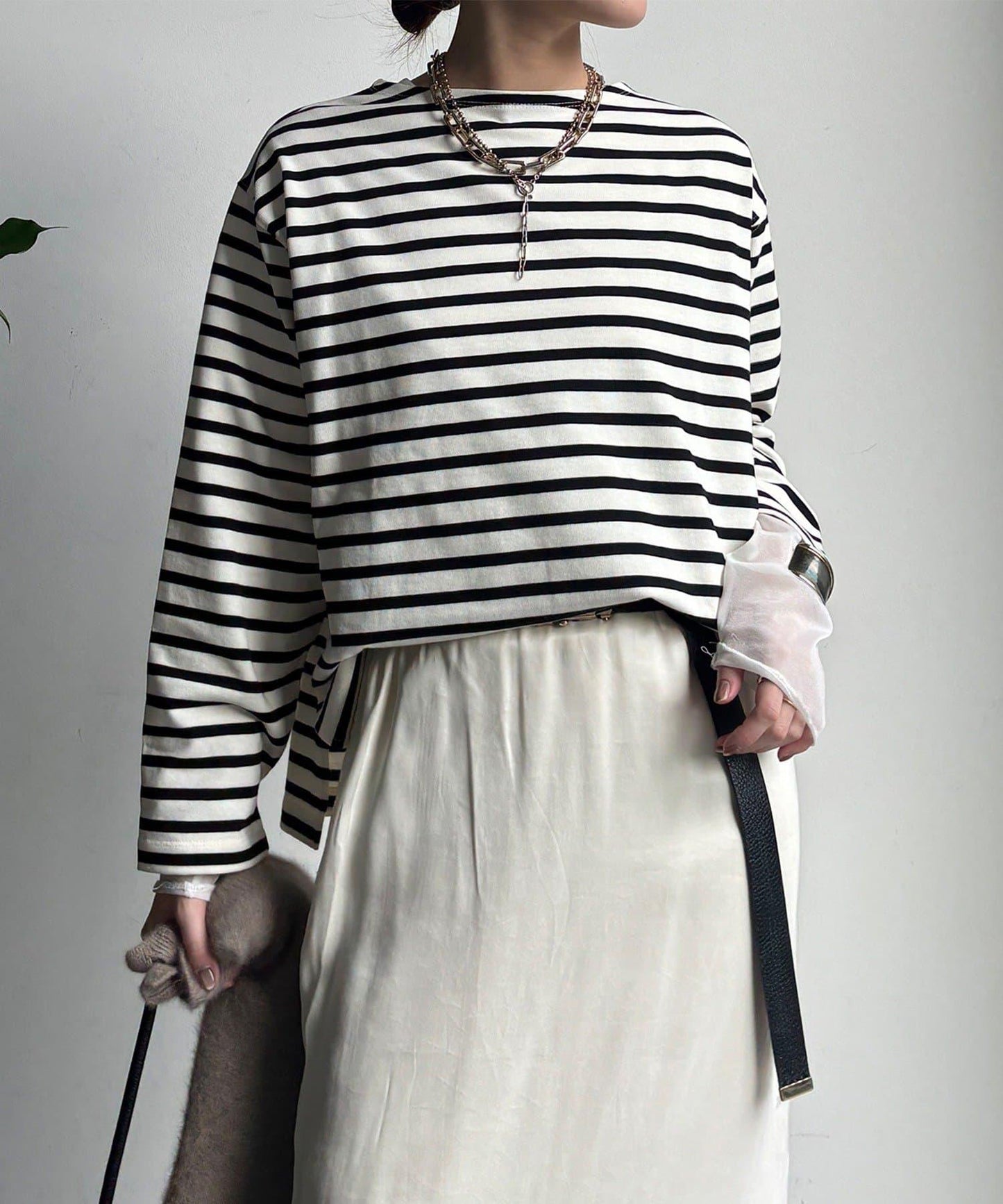 條紋船領套頭衫