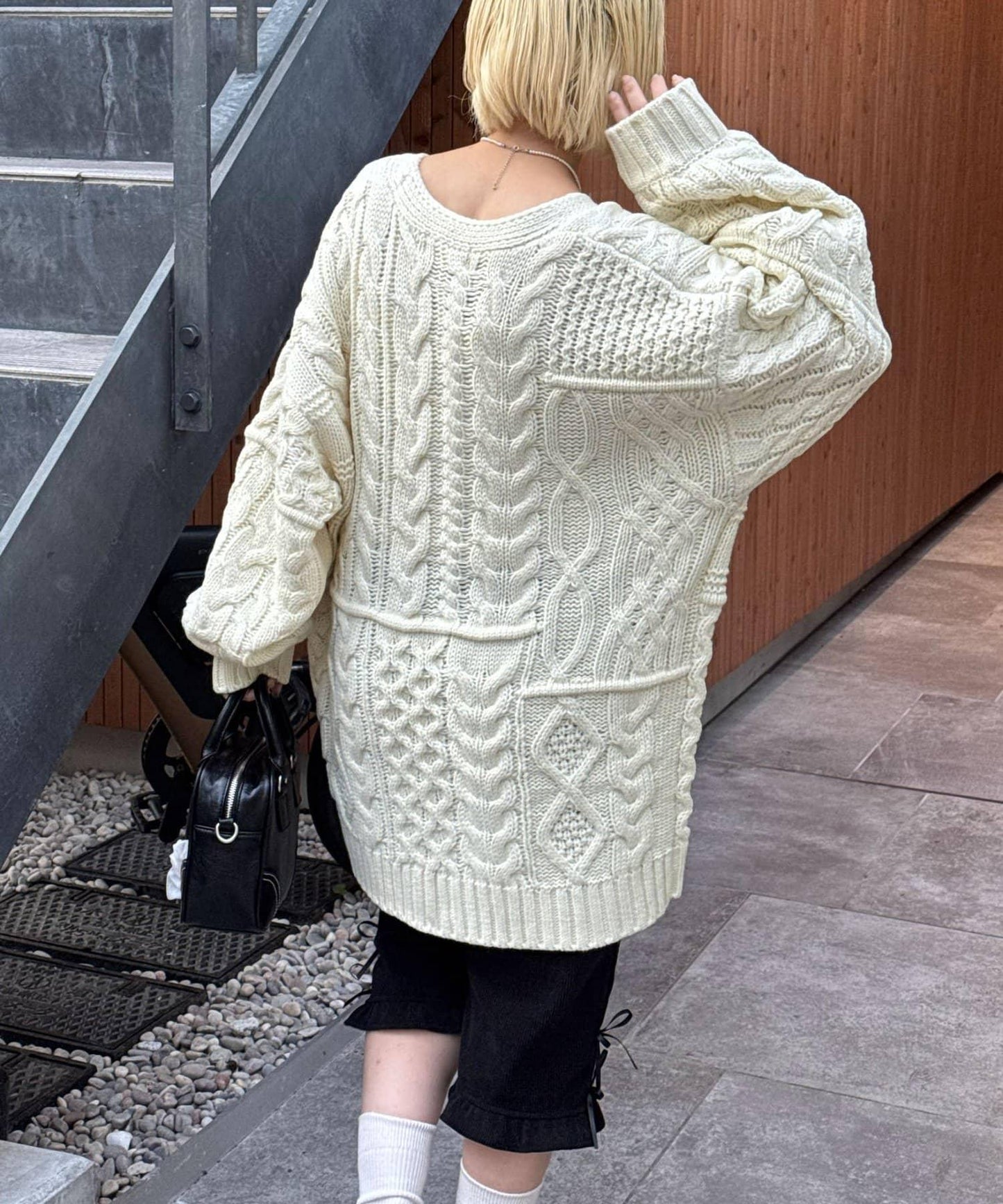 拼接提花編織開衫