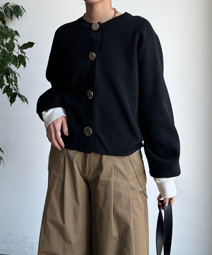 大紐釦針織開衫