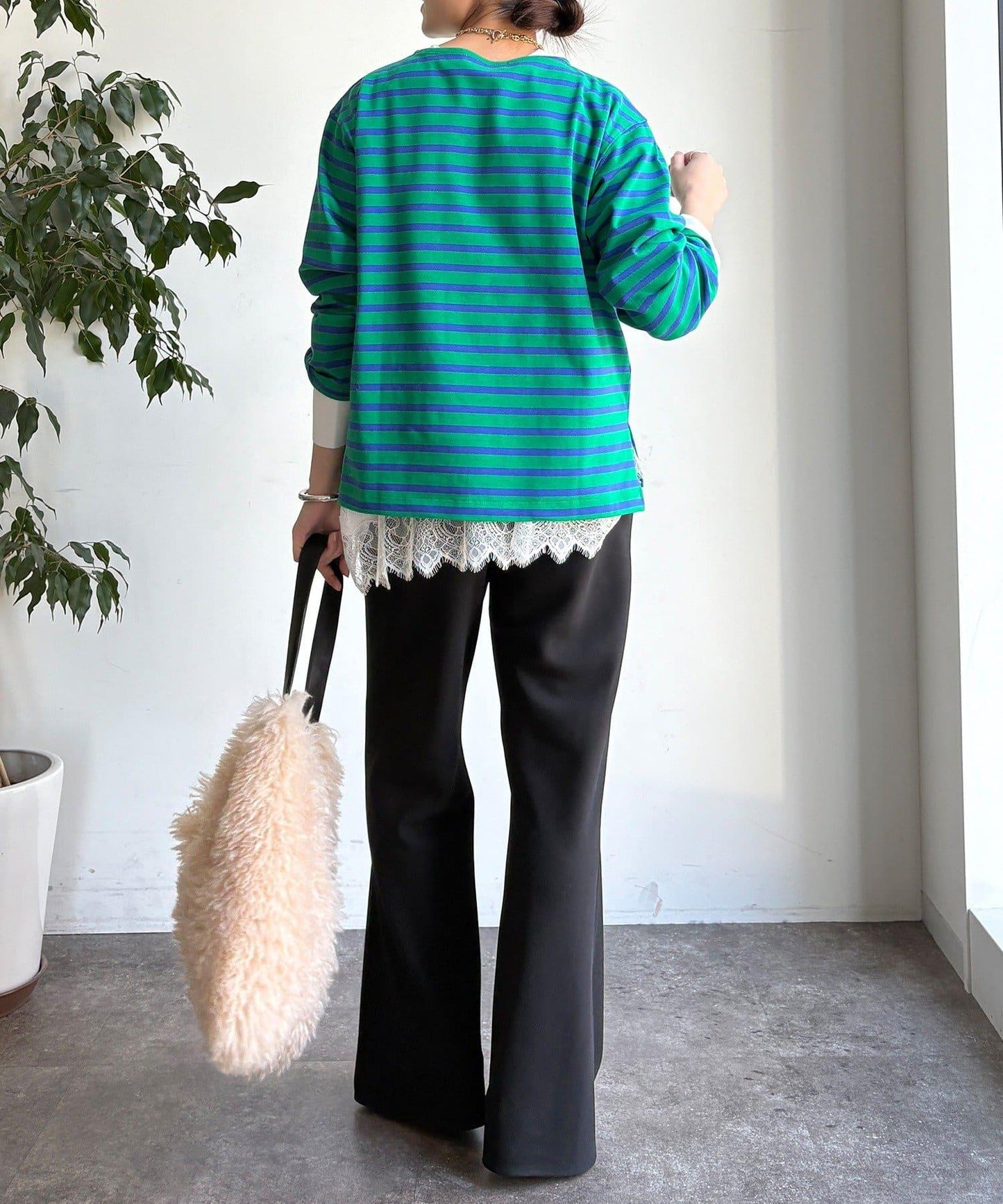 條紋船領套頭衫