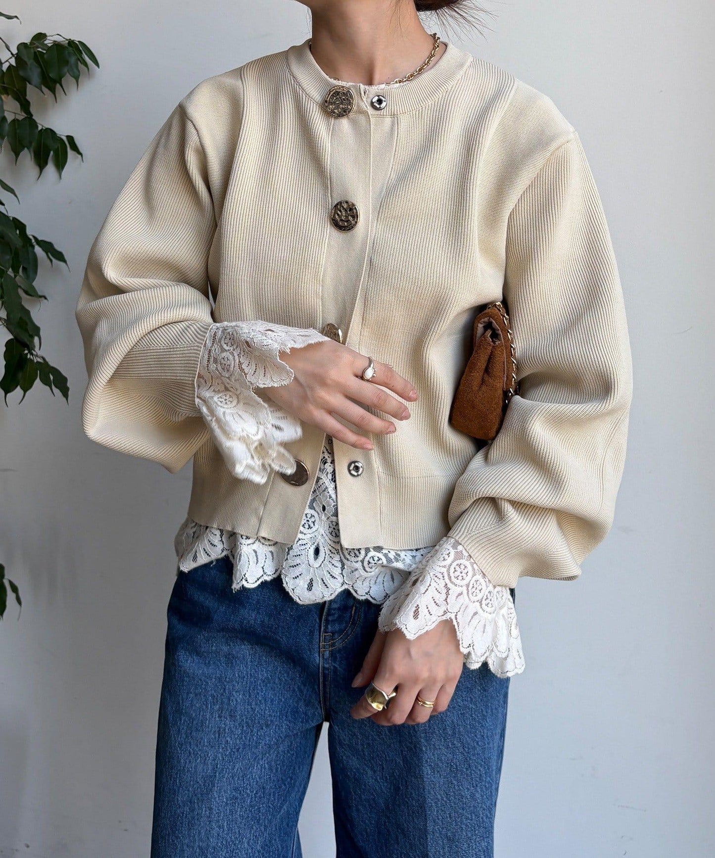 大紐釦針織開衫