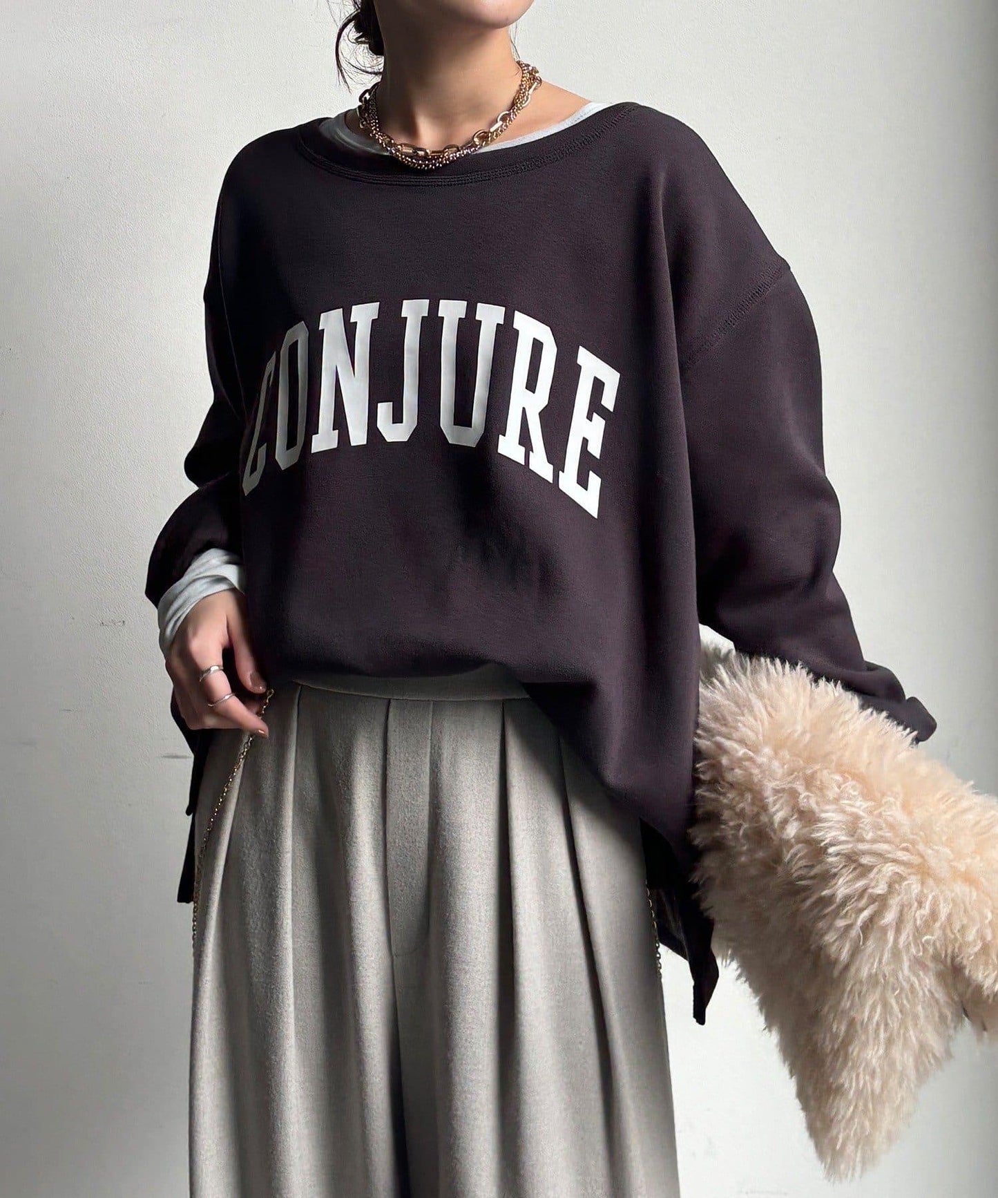 前後印花加絨套頭衫