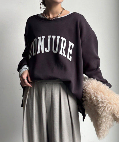 前後印花加絨套頭衫