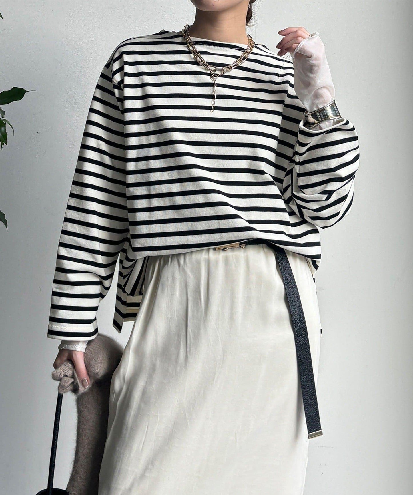 條紋船領套頭衫