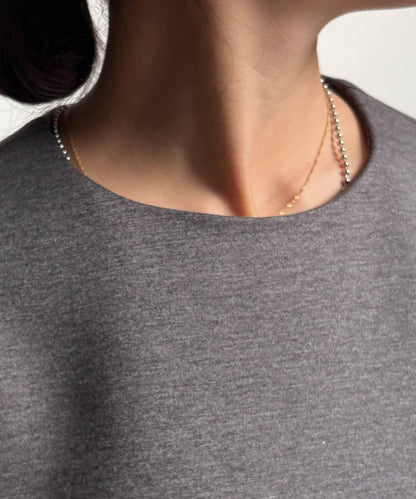 下襬荷葉邊拼接異材質迷你連衣裙