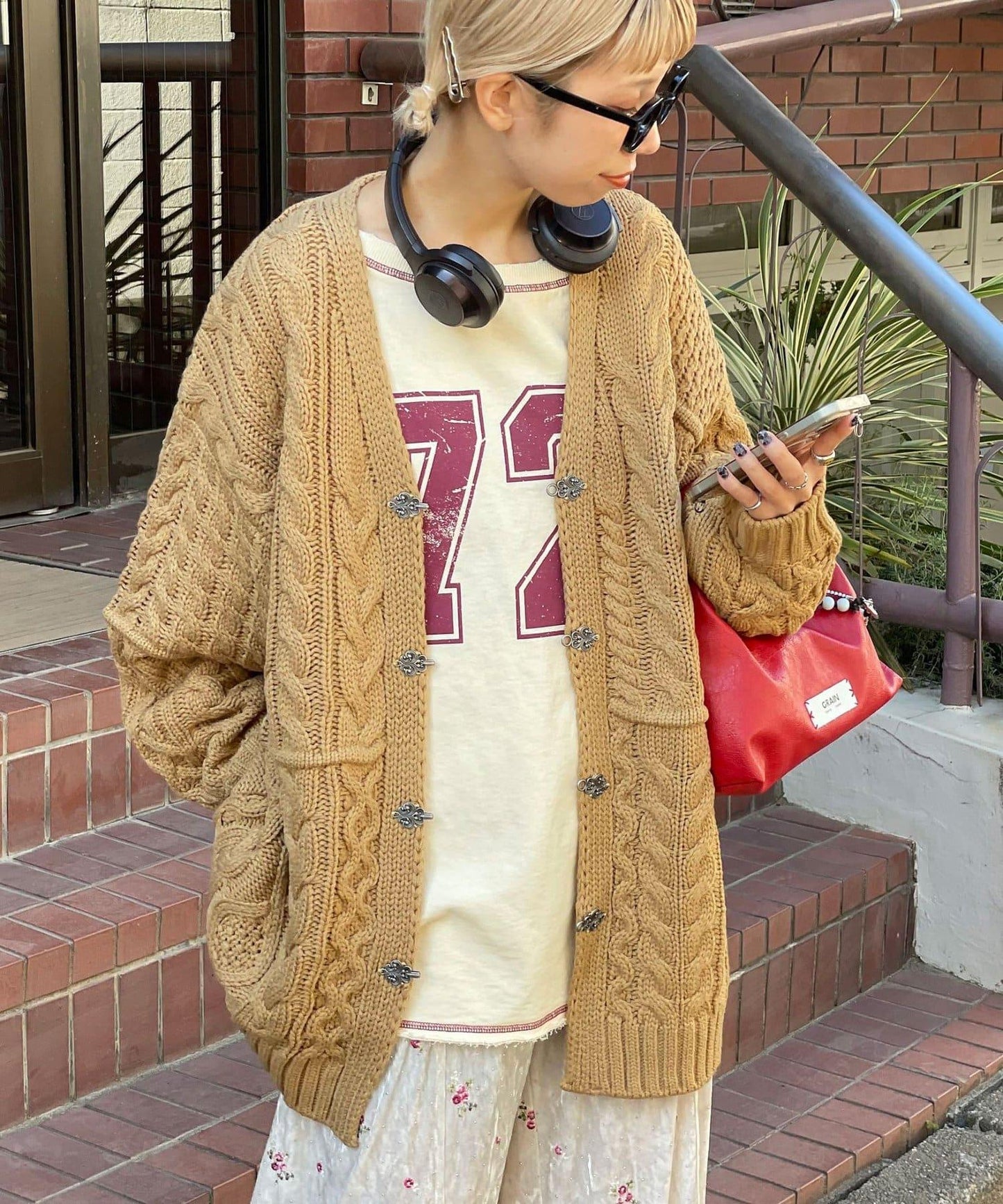 拼接提花編織開衫