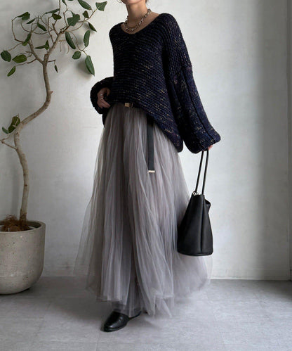 混紡紗線V領套頭衫