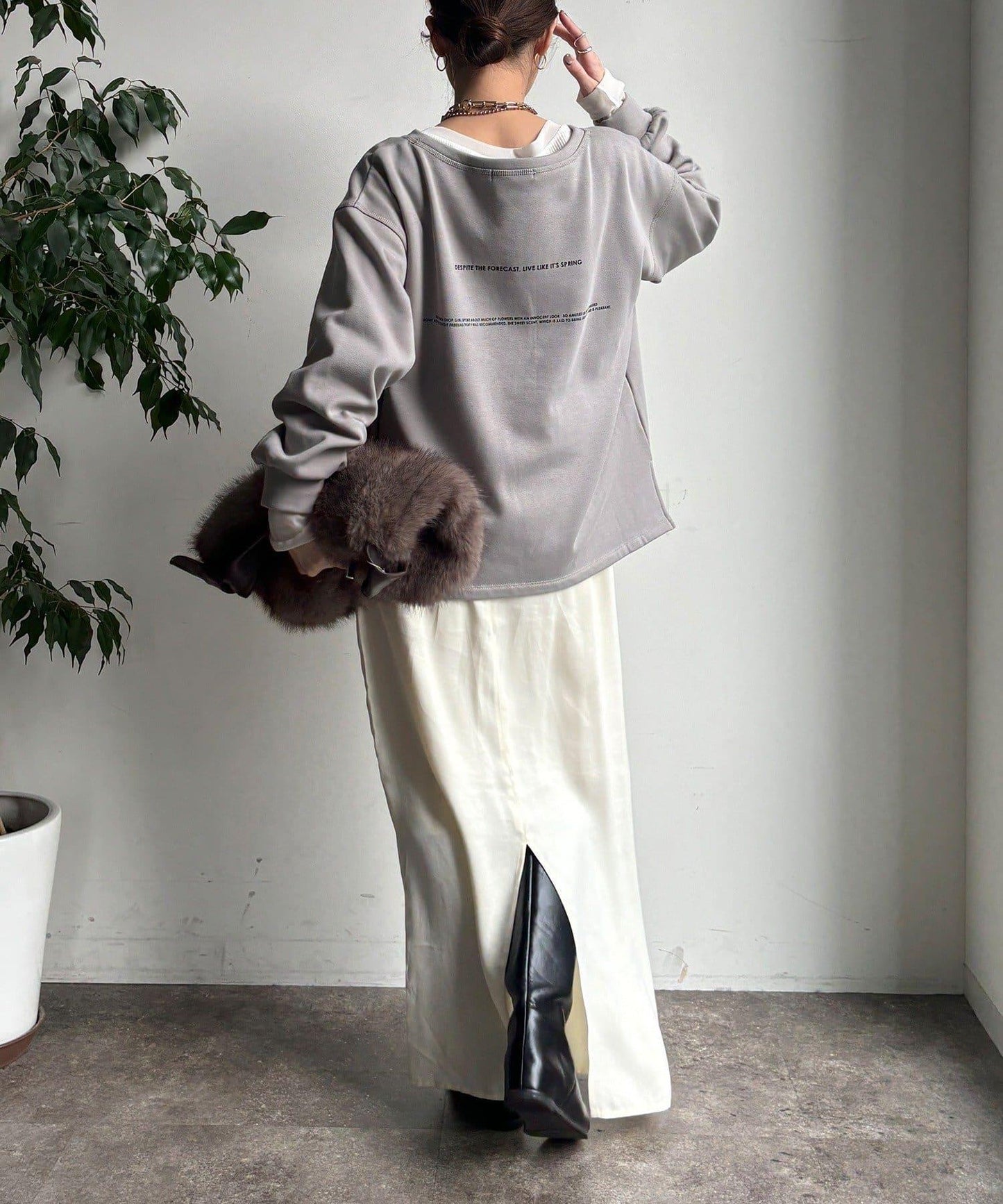 前後印花加絨套頭衫