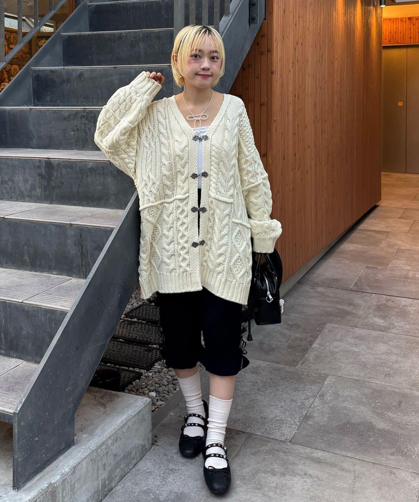 拼接提花編織開衫