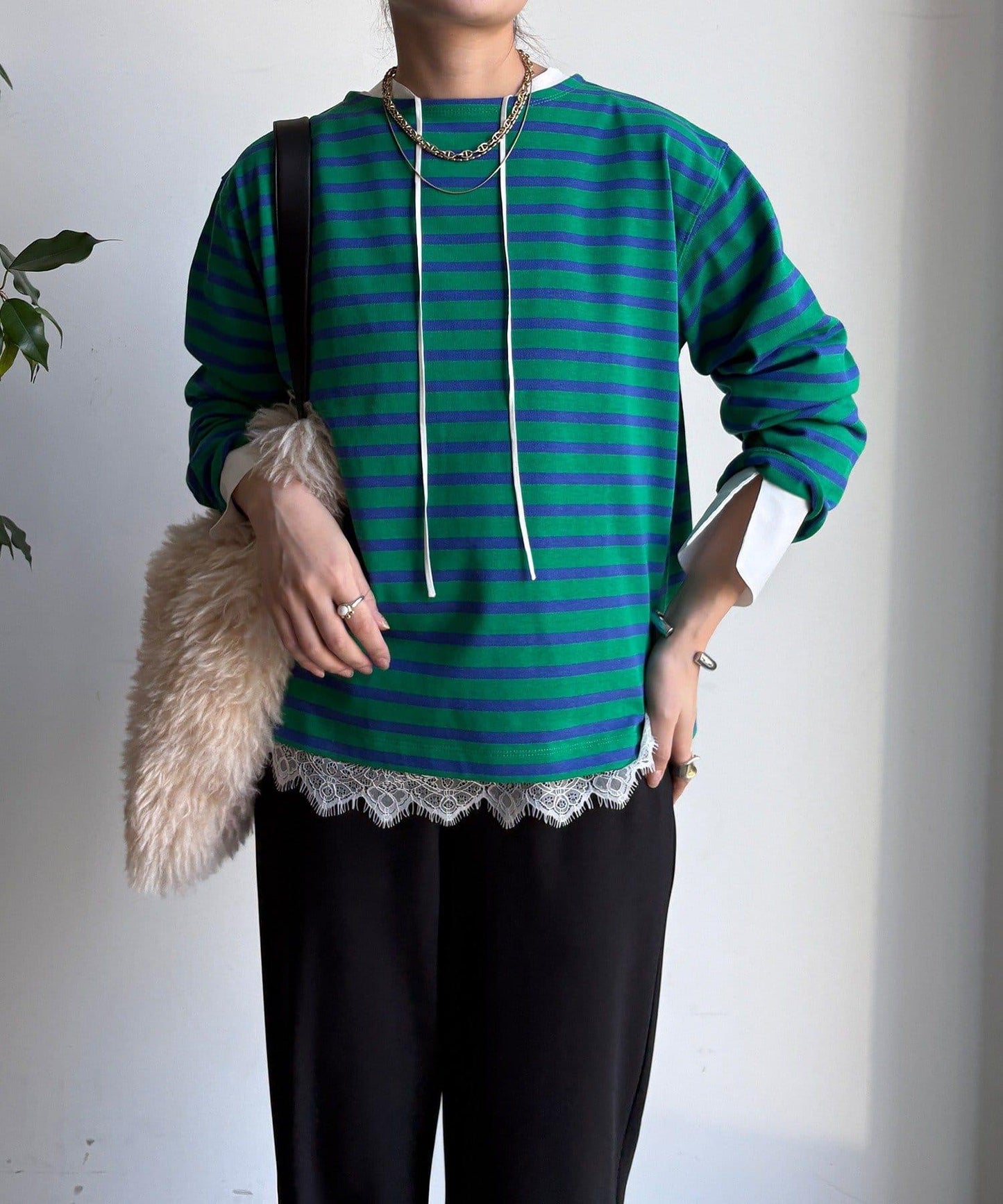 條紋船領套頭衫