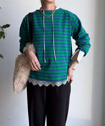 條紋船領套頭衫