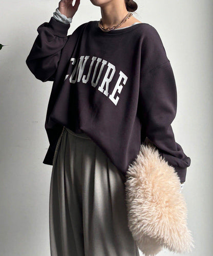 前後印花加絨套頭衫