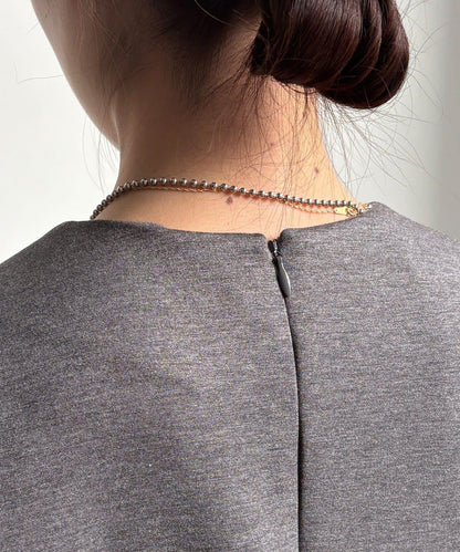 下襬荷葉邊拼接異材質迷你連衣裙