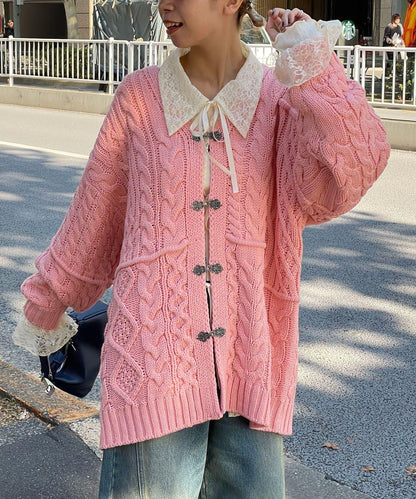 拼接提花編織開衫