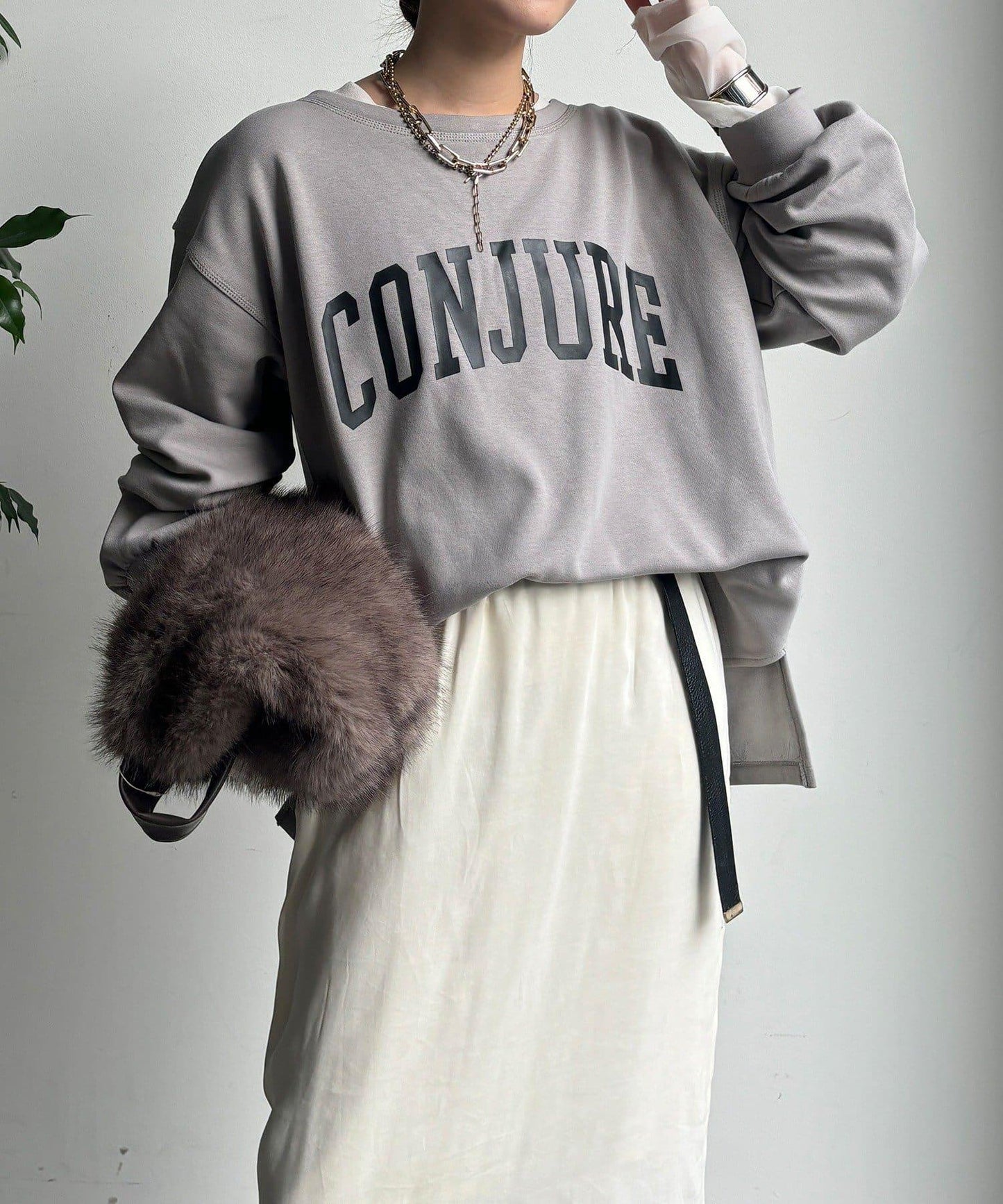 前後印花加絨套頭衫