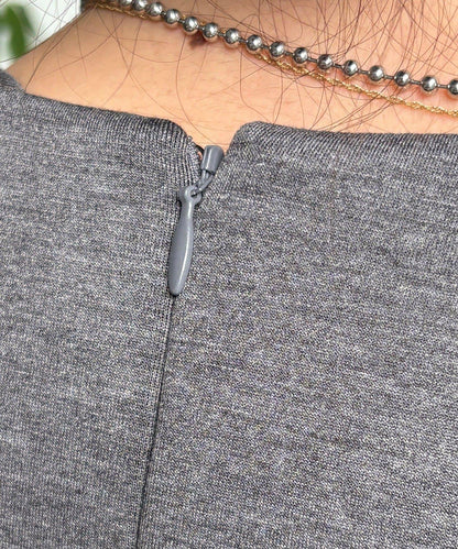 下襬荷葉邊拼接異材質迷你連衣裙