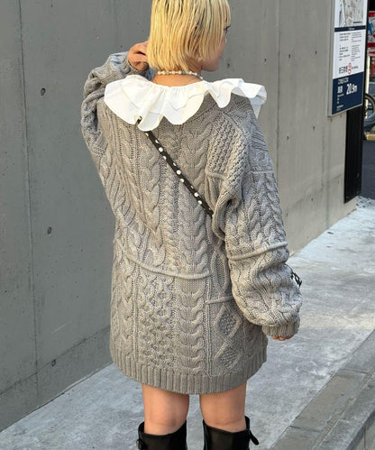 拼接提花編織開衫