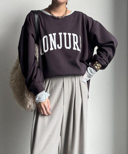 前後印花加絨套頭衫