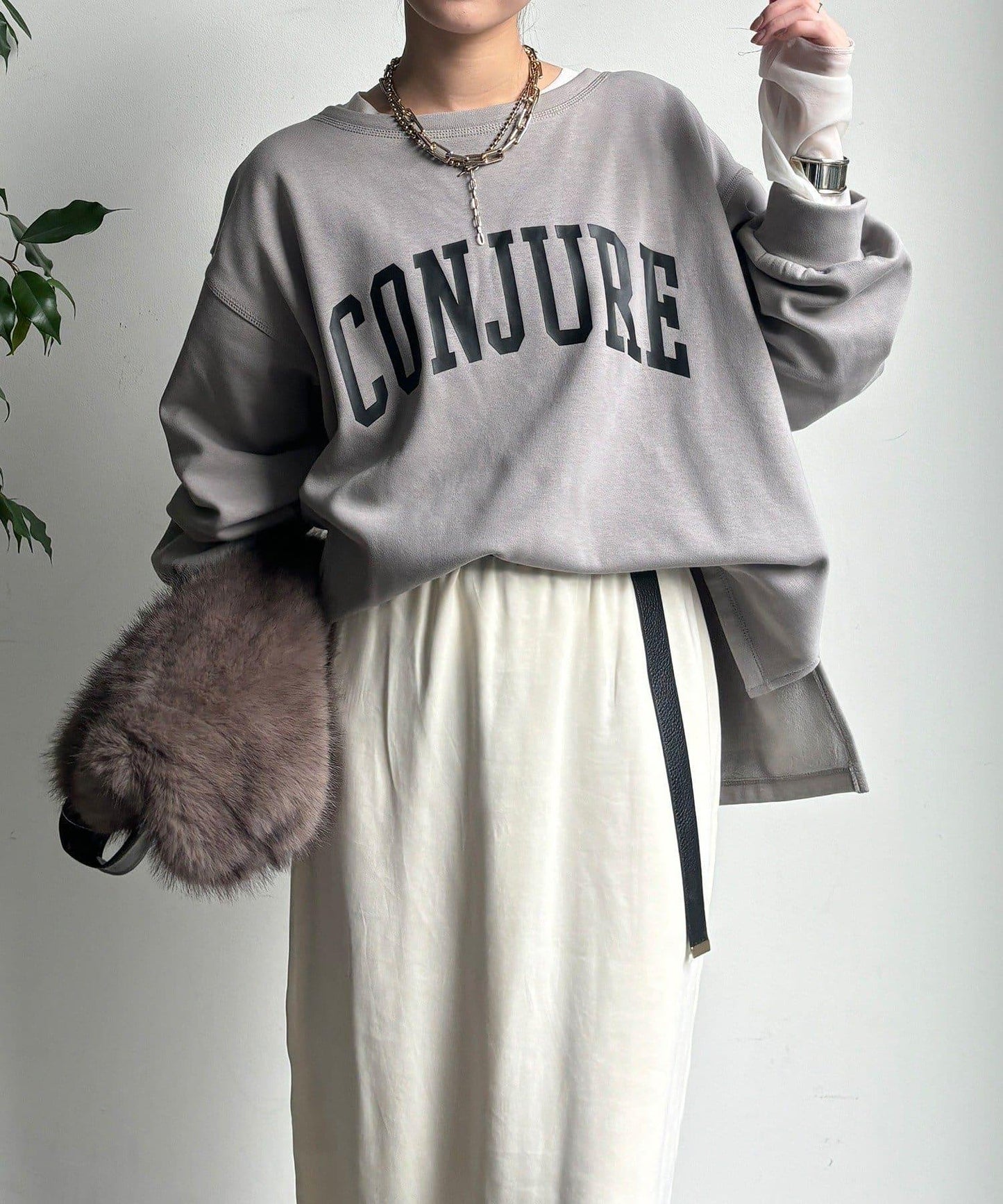 前後印花加絨套頭衫