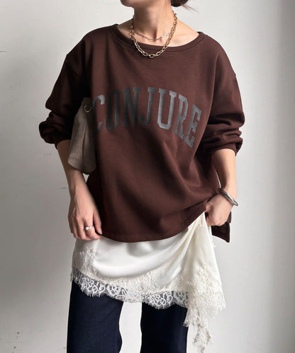 前後印花加絨套頭衫