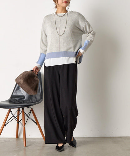 三色拼接針織衫