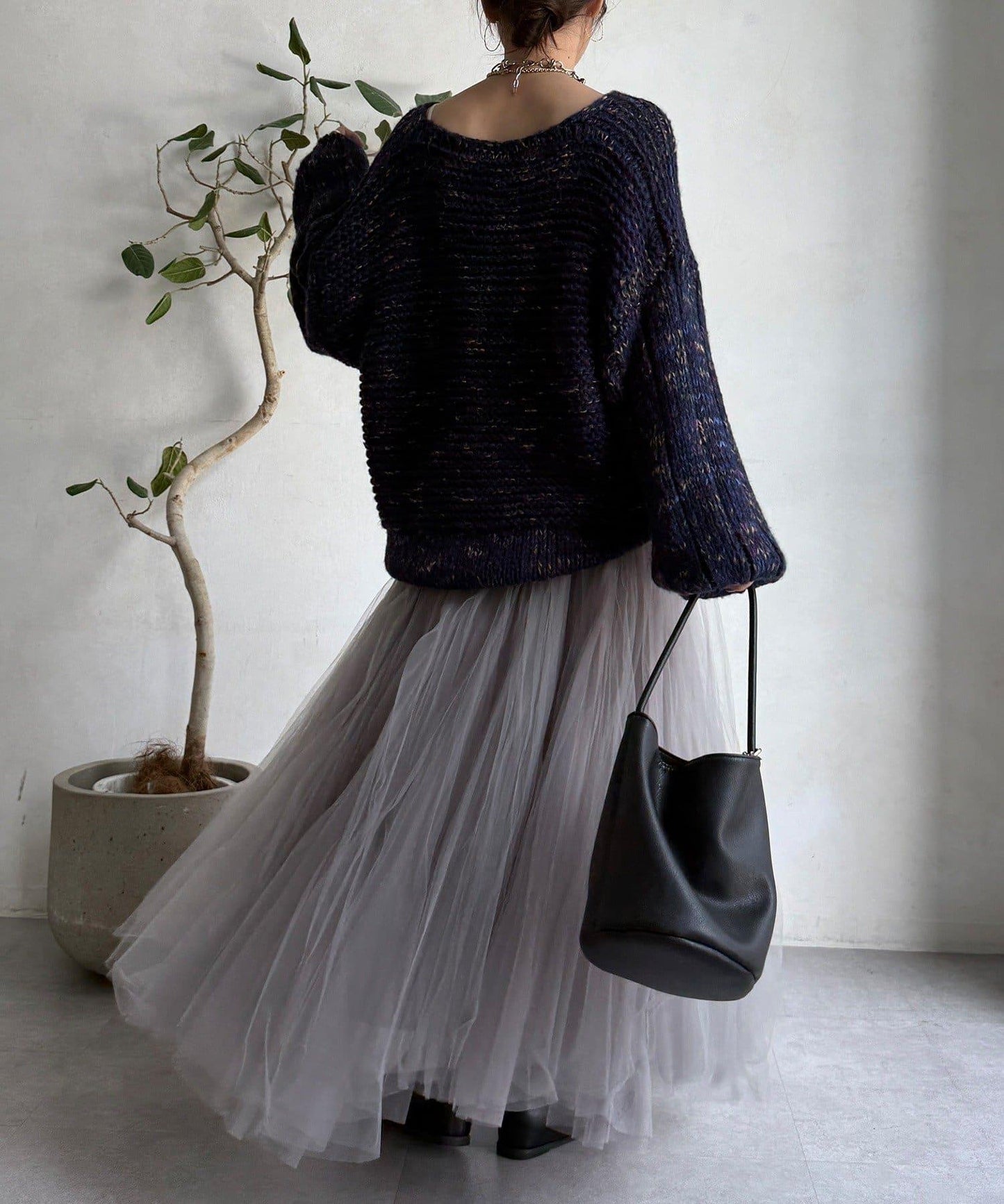 混紡紗線V領套頭衫