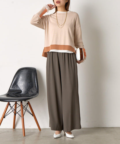 三色拼接針織衫