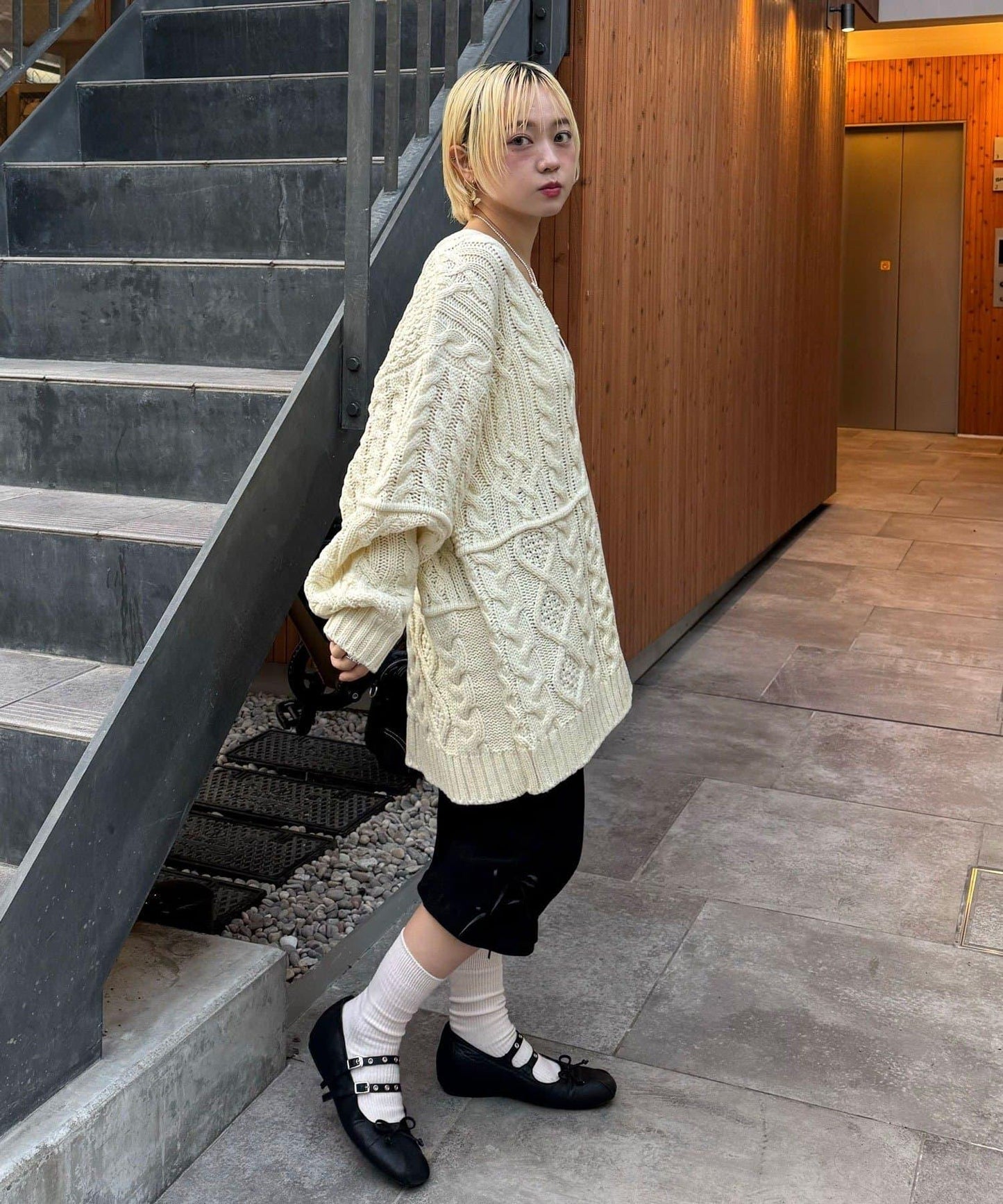 拼接提花編織開衫