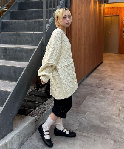 拼接提花編織開衫