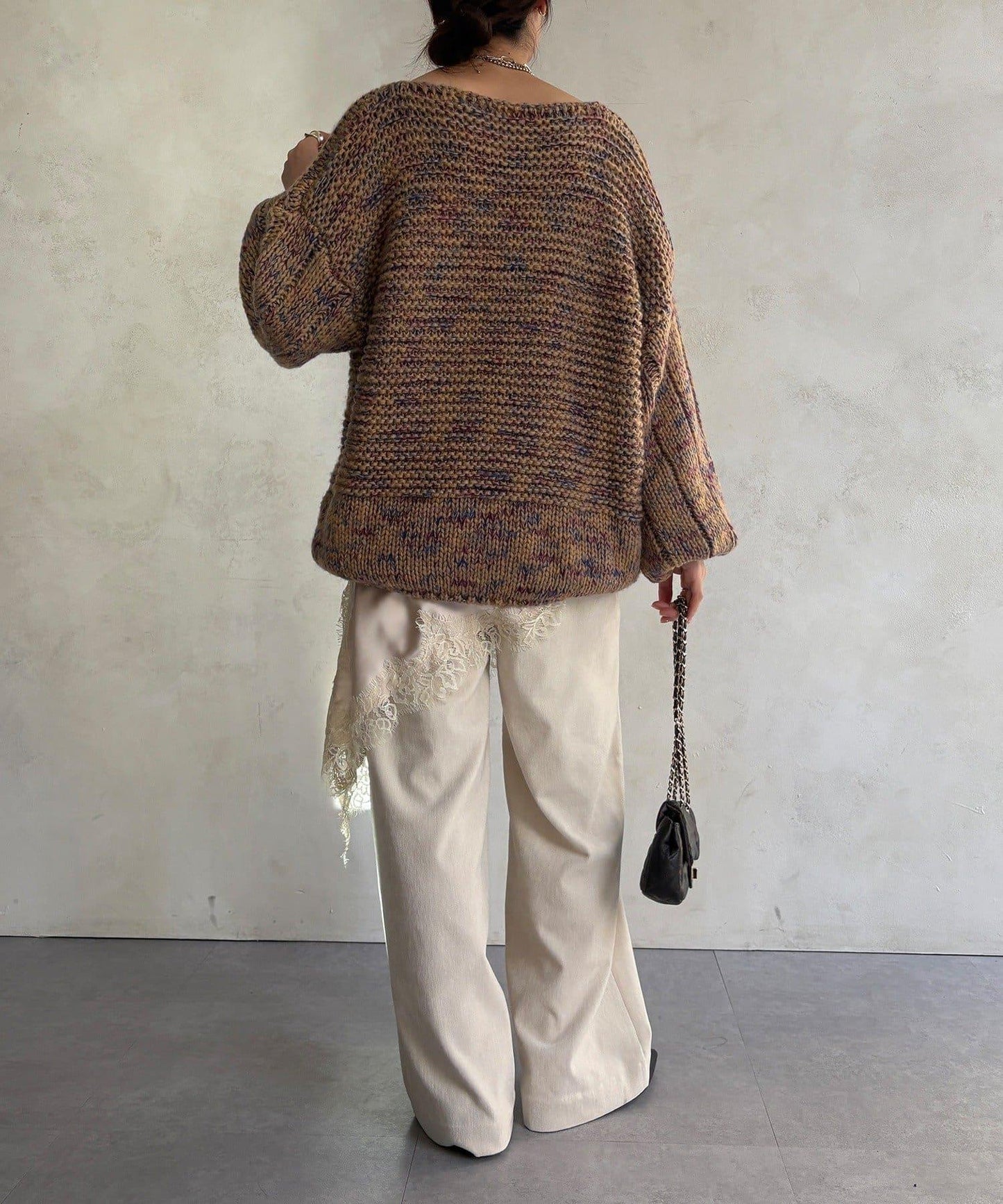 混紡紗線V領套頭衫