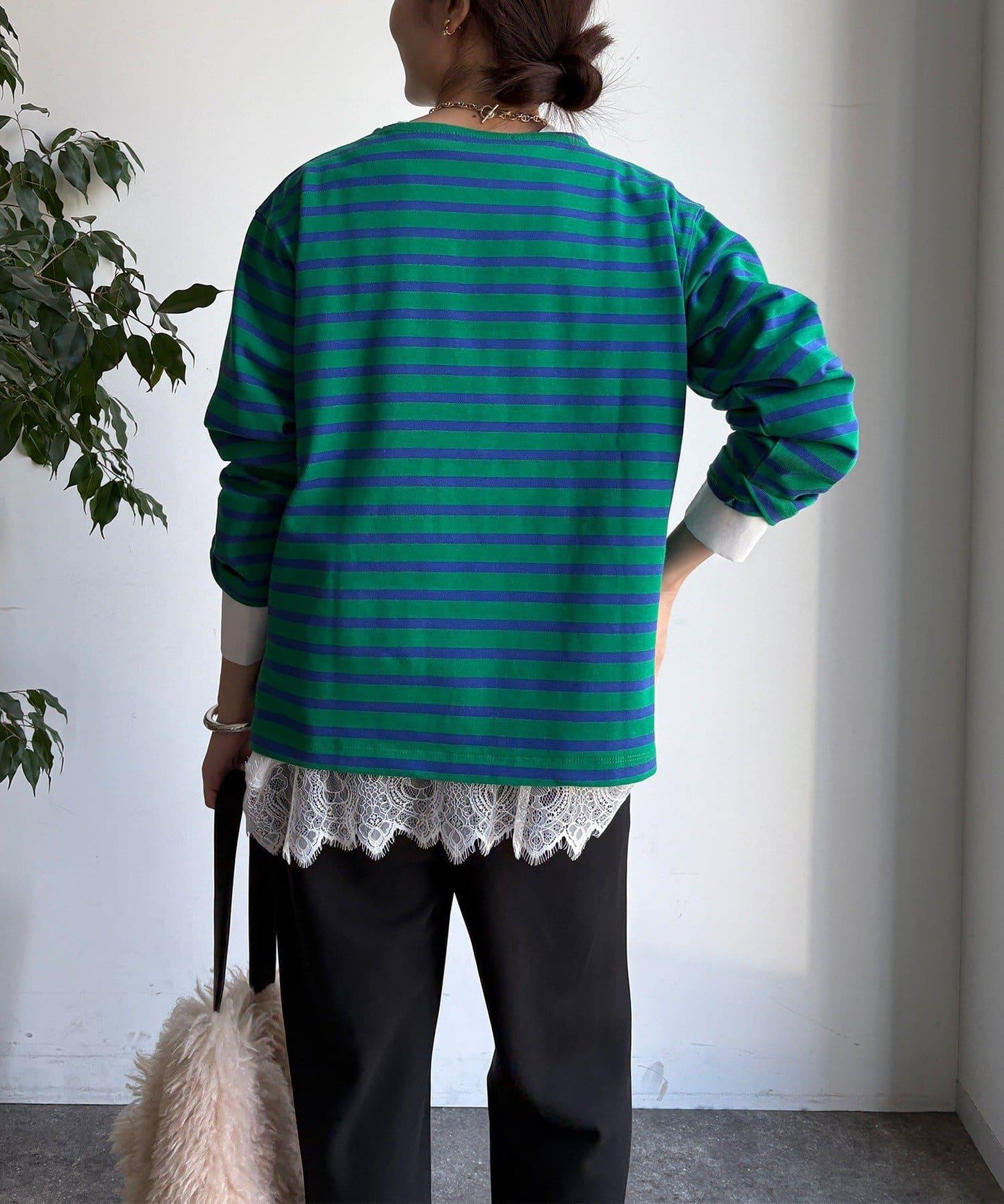 條紋船領套頭衫