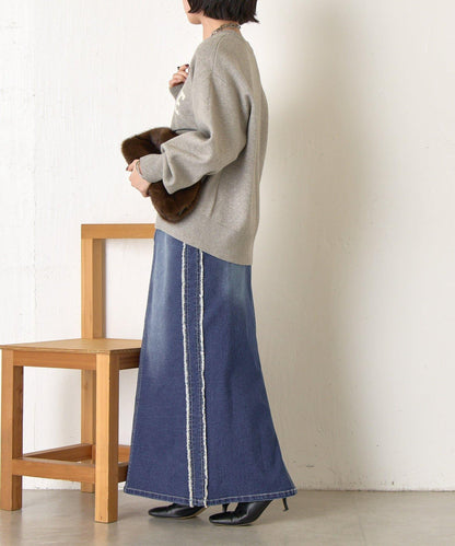 側邊流蘇牛仔半身裙