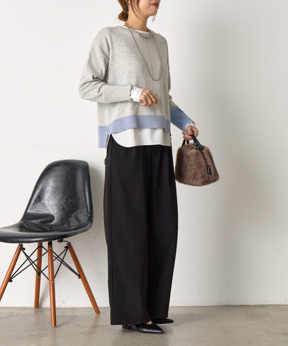 三色拼接針織衫