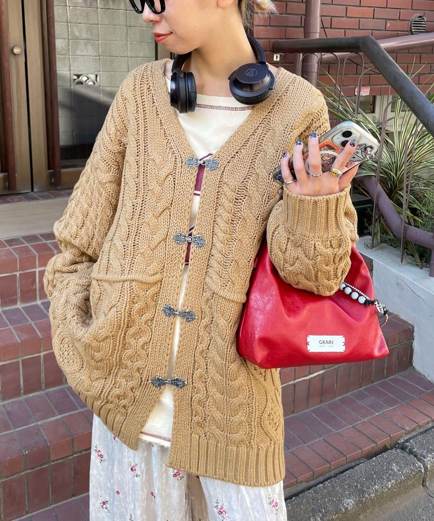 拼接提花編織開衫