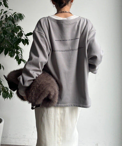 前後印花加絨套頭衫