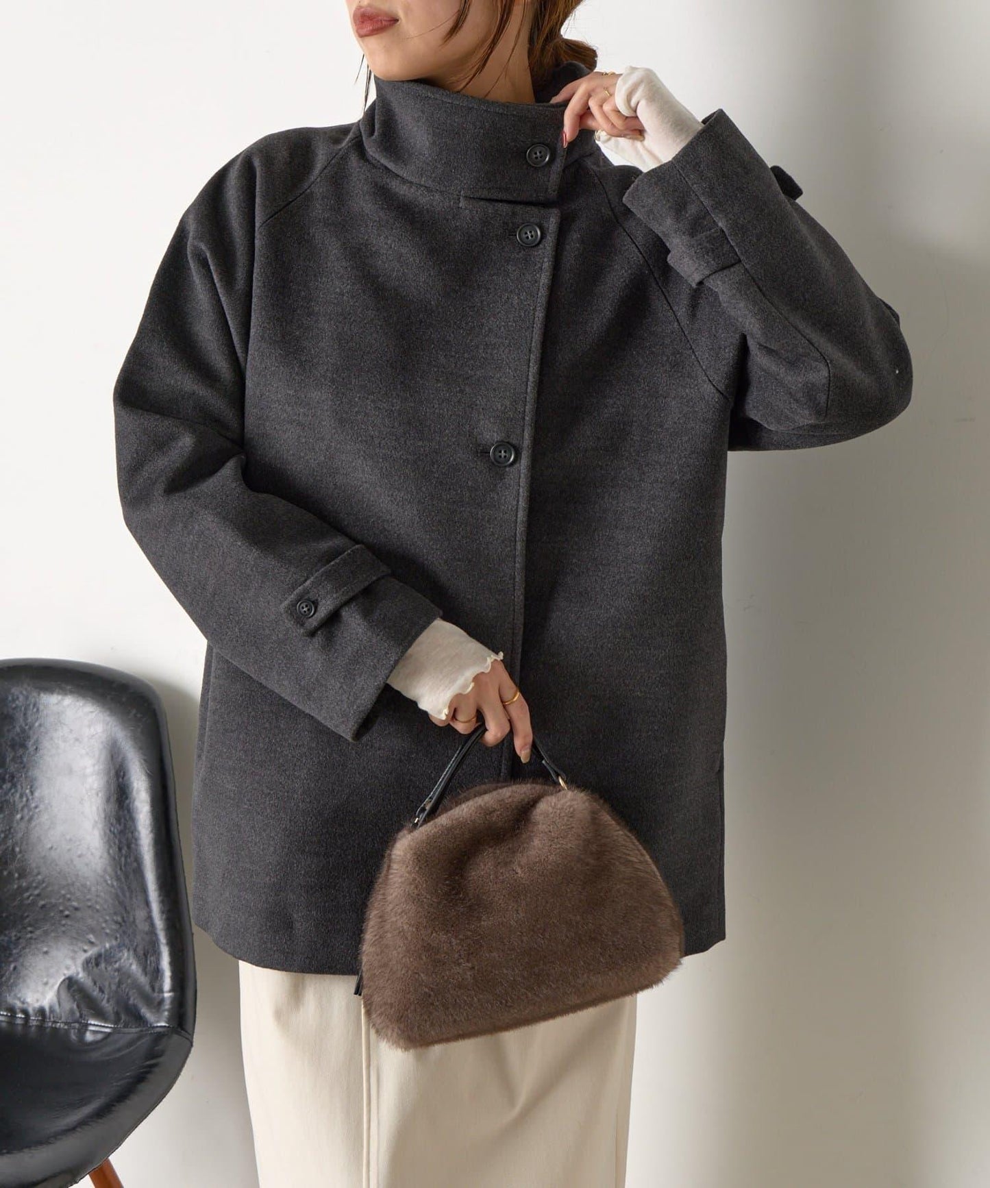 羊毛感立領夾克