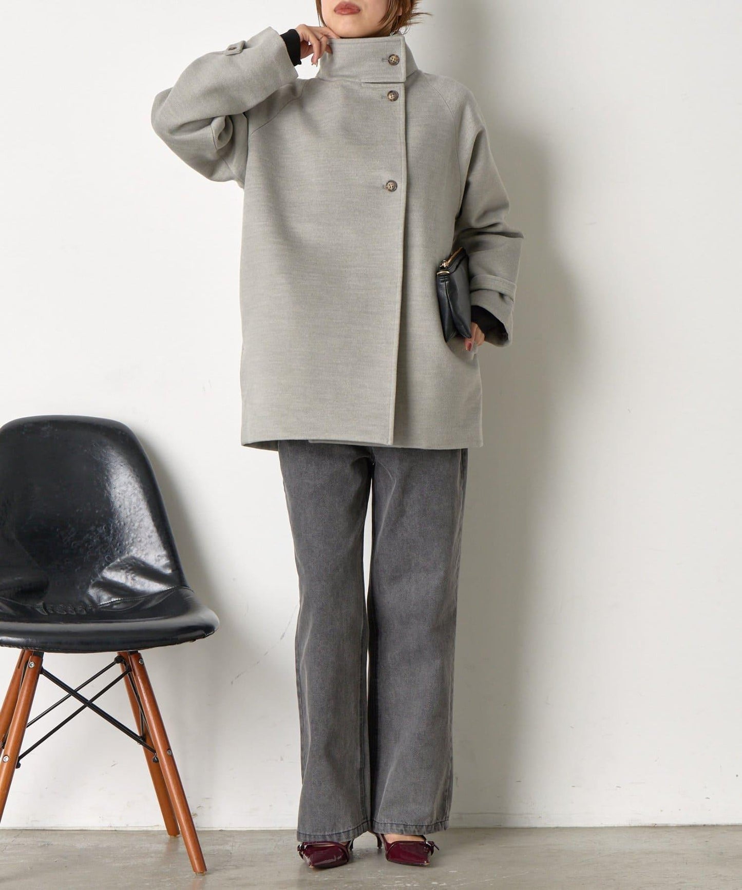 羊毛感立領夾克