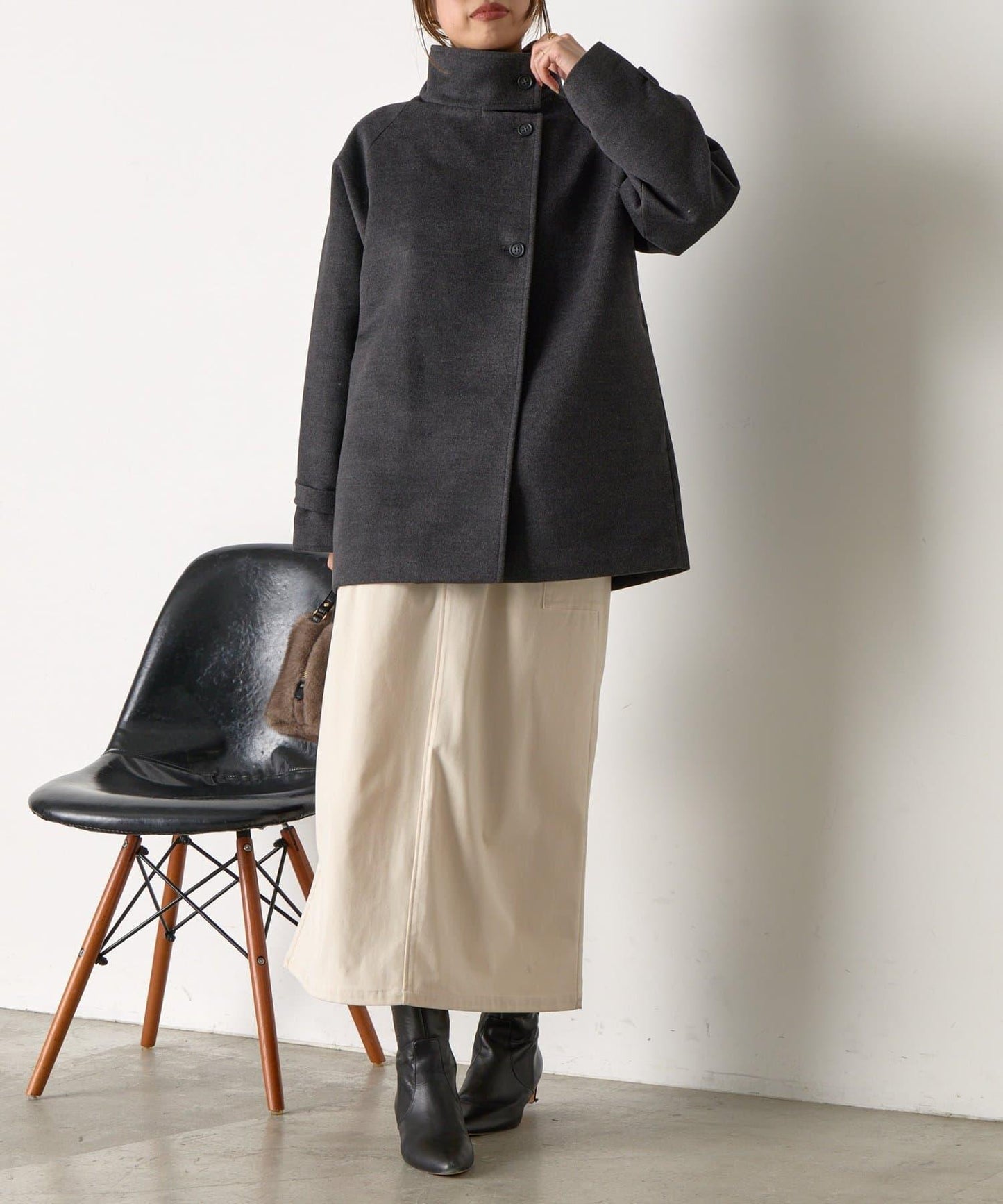 羊毛感立領夾克