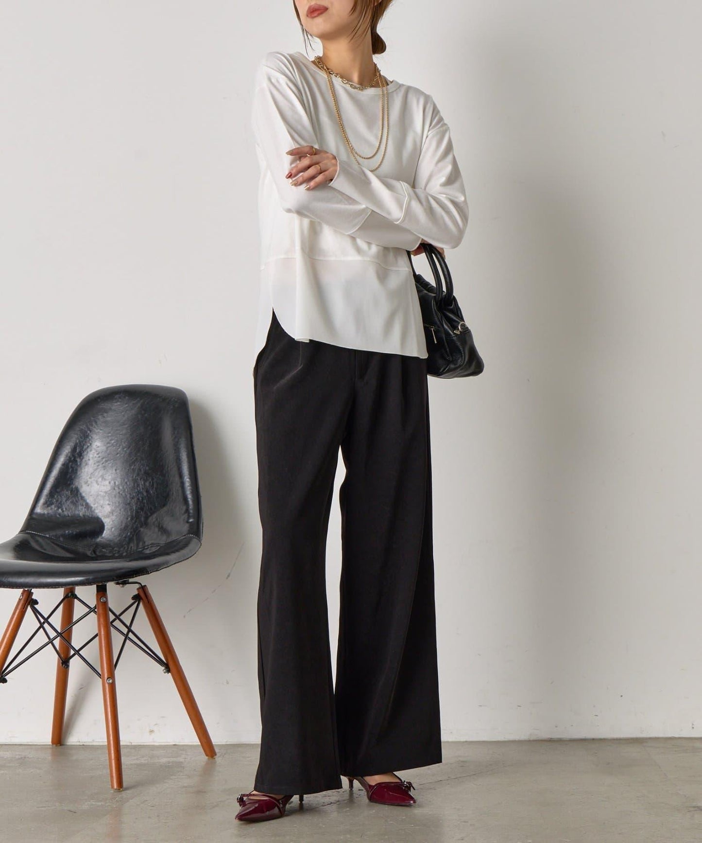 下襬袖口斜紋拼接針織衫