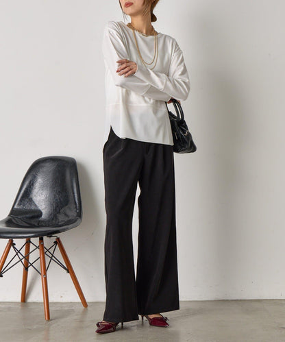 下襬袖口斜紋拼接針織衫