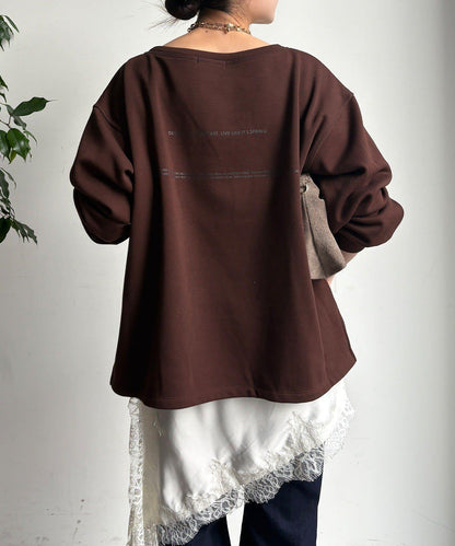 前後印花加絨套頭衫