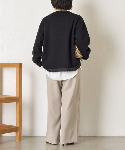 口袋拼色緞面針織衫