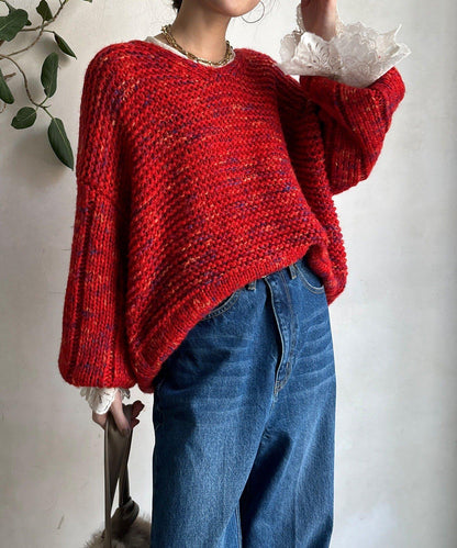 混紡紗線V領套頭衫