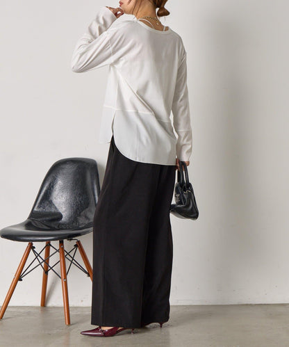 下襬袖口斜紋拼接針織衫