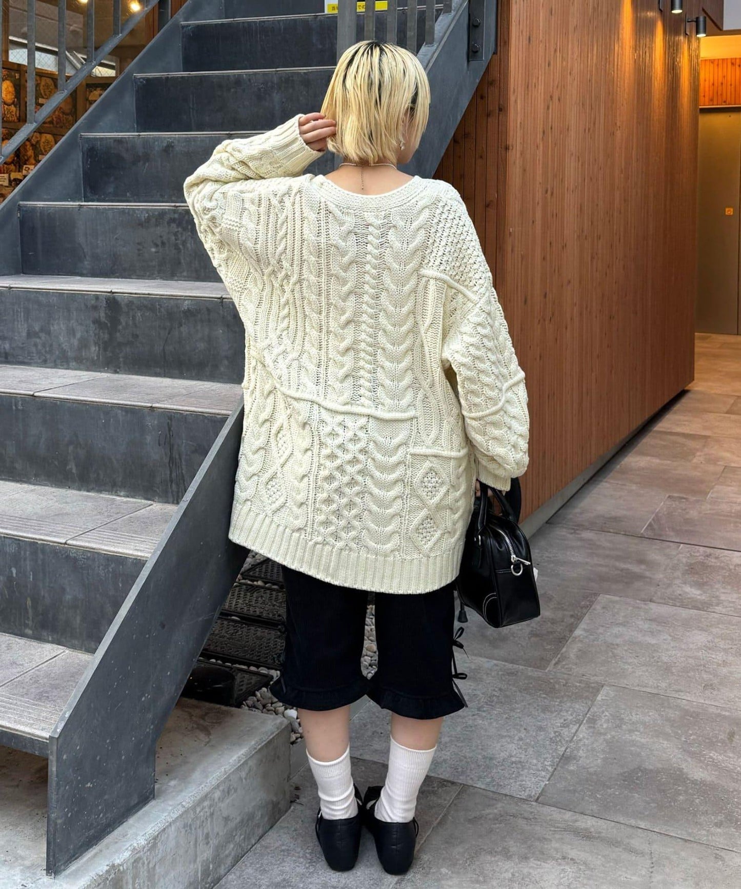 拼接提花編織開衫