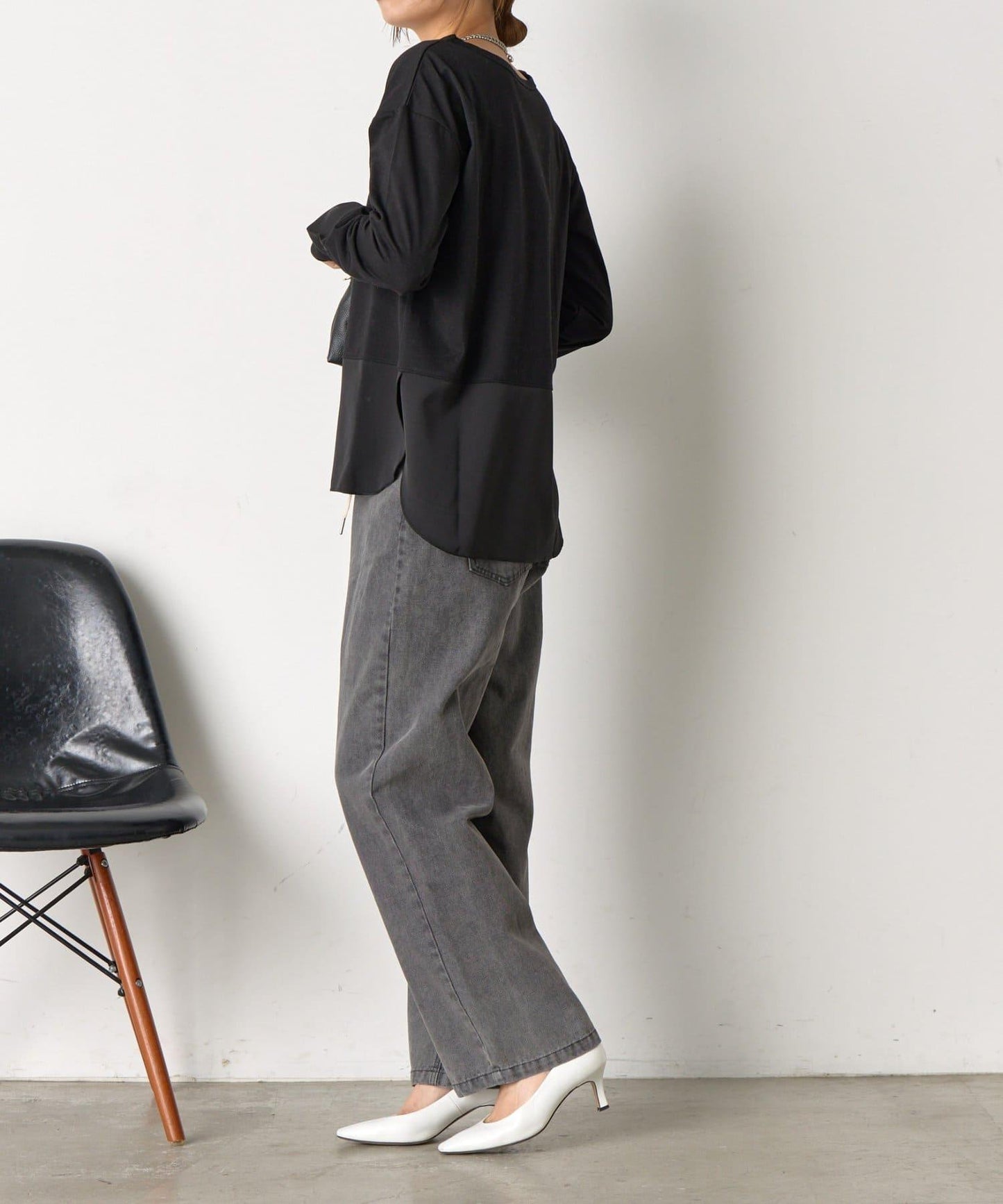 下襬袖口斜紋拼接針織衫