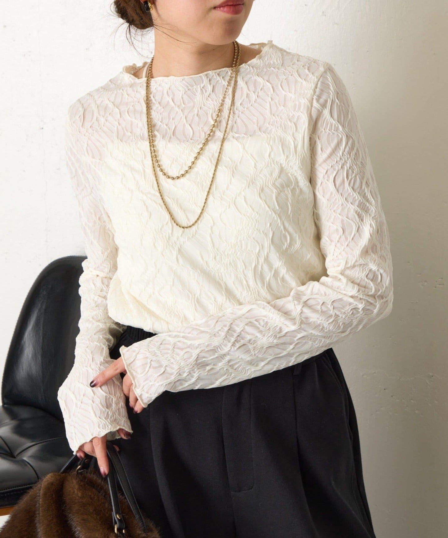 波浪提花套頭衫