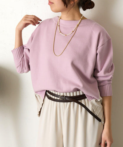 後褶皺船領針織衫