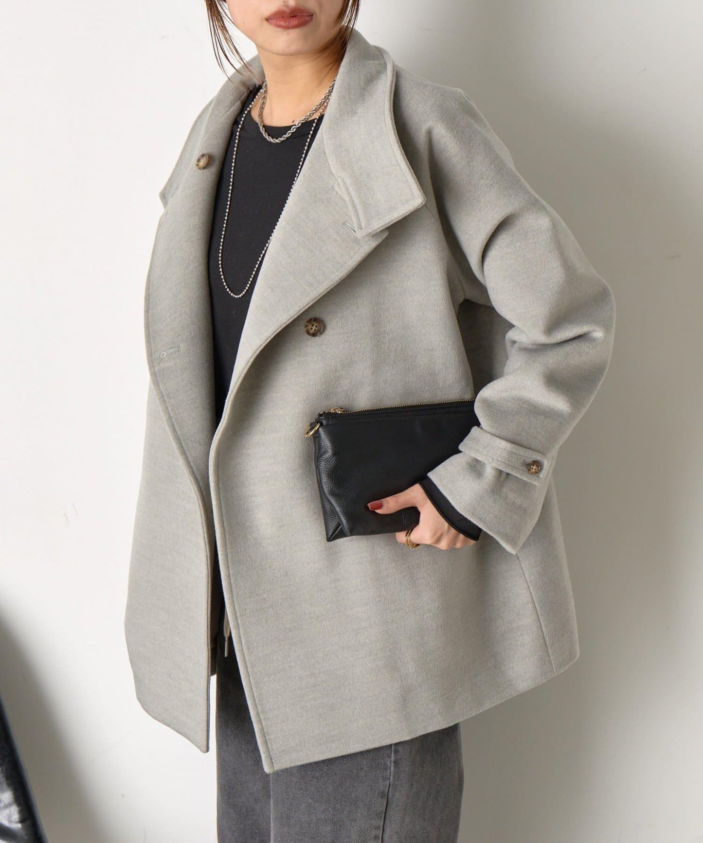 羊毛感立領夾克